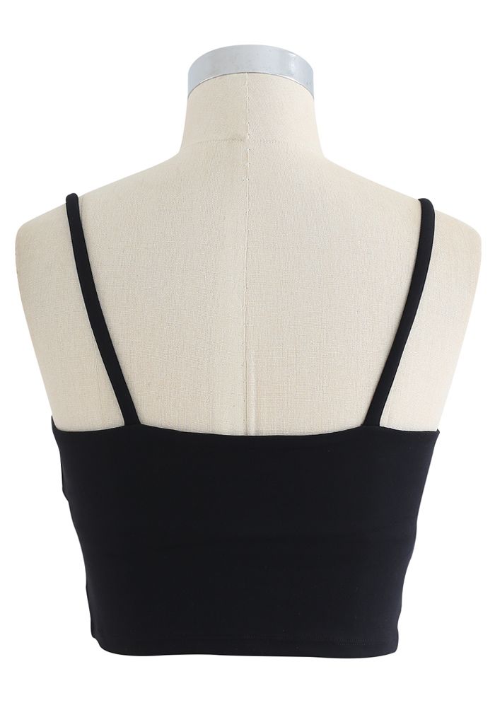 Crossover Ruched Low-Impact Sports Bra in Black