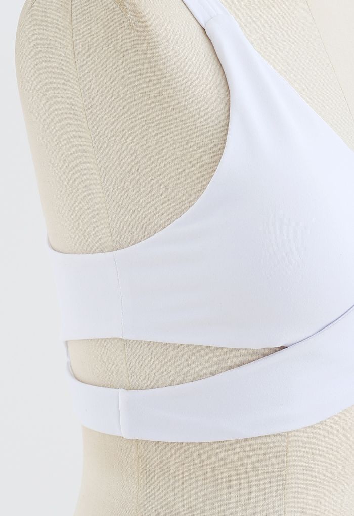 Wrap Design Low-Impact Sports Bra in White