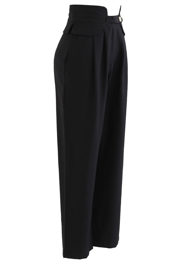 High-Waisted Tapered Pants in Black