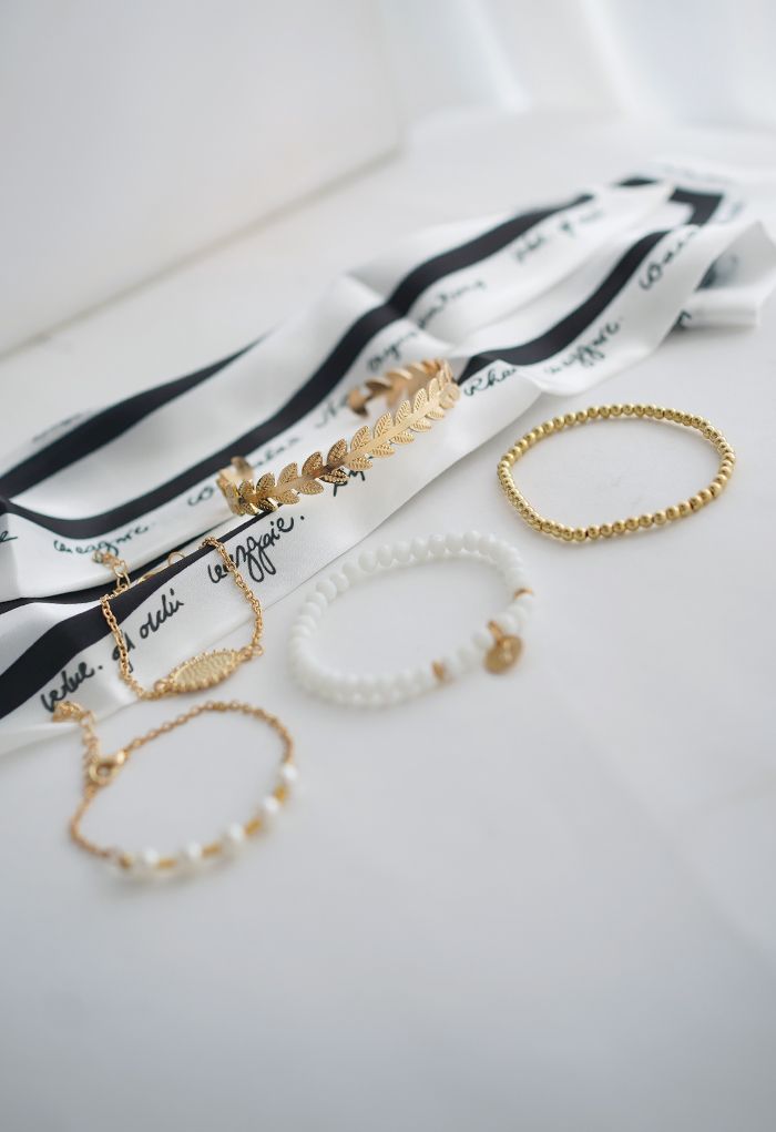 5 Packs Metal Beads Bangle Bracelets
