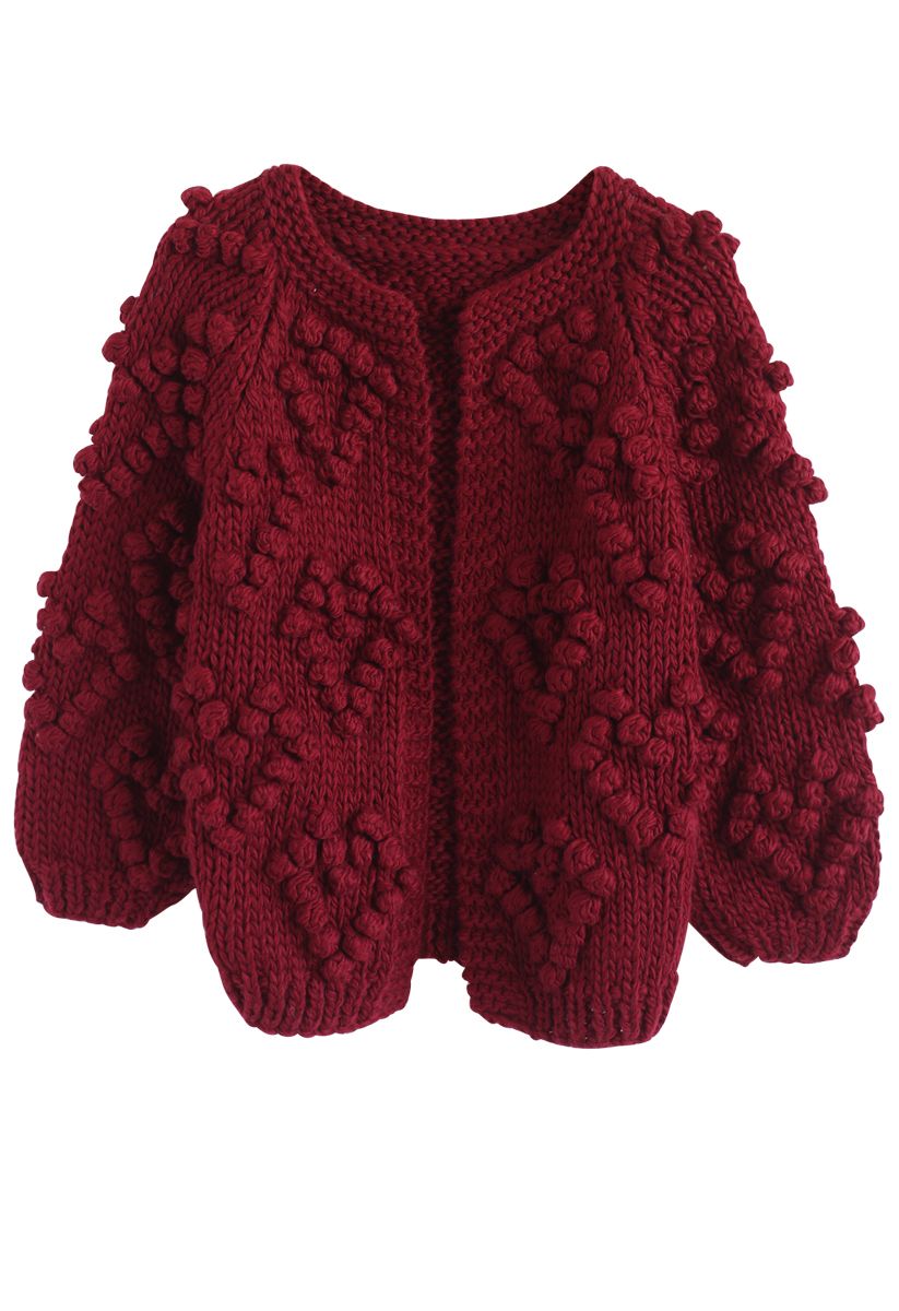 Knit Your Love - Weinrote Strickjacke
