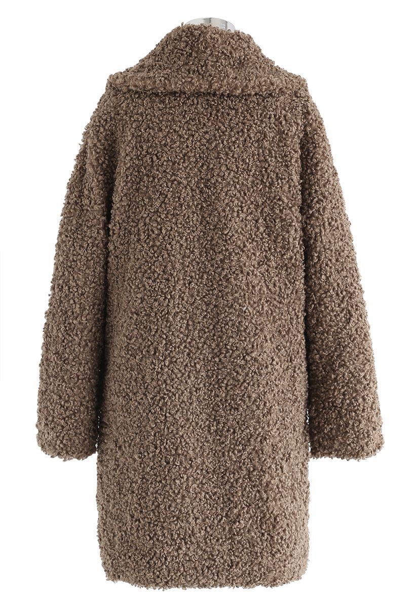 Gefühl von Wärme Faux Fur Longline Coat in Brown