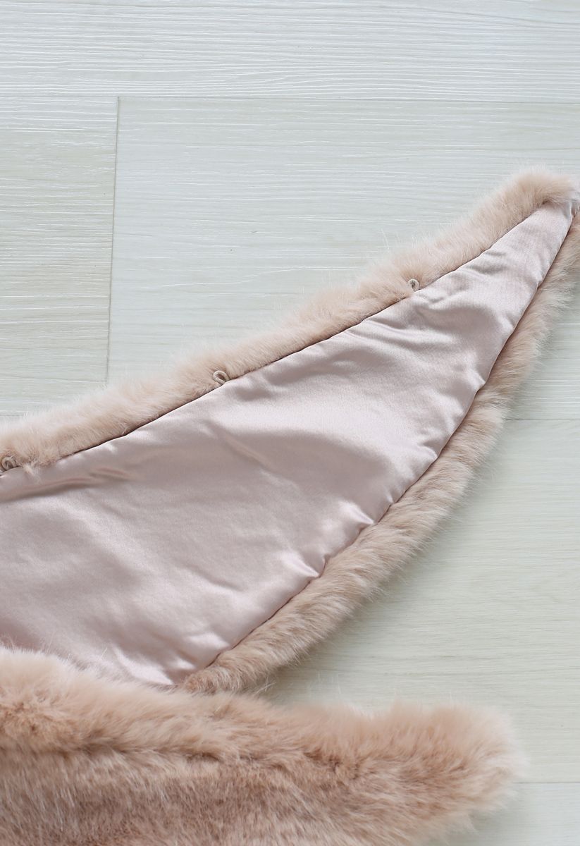 Kunstpelzkragen Belted Flare Coat in Nude Pink