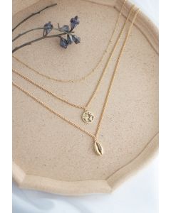 Triple-Layered Gold Map and Shell Necklace