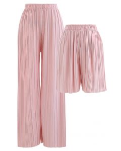 Voll plissierte zweiteilige Shorts und Hosen in Pink