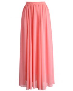 Süßes rosa Chiffon langes Kleid