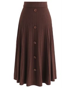 Daily Essential Knit Midi Skirt in Red Brown