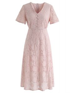 Denken Sie an mich Full Lace Midi-Kleid in Pink
