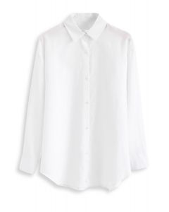 Langarm-Button-Down-Shirt in Weiß