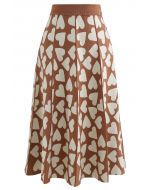 Full of Love A-Line Knit Midi Skirt in Caramel